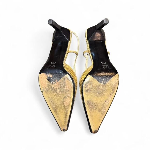 Gucci Women's Embossed Leather Animal Print Slingback Pumps Sz 7.5B - Picture 6 of 8